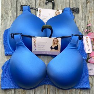 Women's Plus Size Underwire Comfy Plunge Bra 2-Pack Size 44DD
